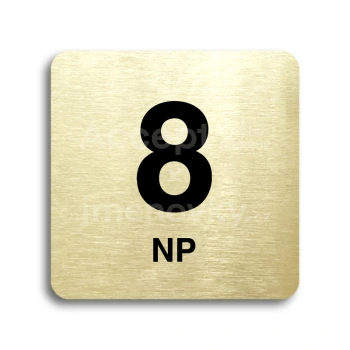Piktogram "8 nadzemní podlaží" - zlatá tabulka - černý tisk bez rámečku