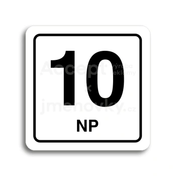 Piktogram "10 nadzemní podlaží" - bílá tabulka - černý tisk