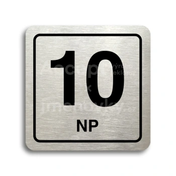 Piktogram "10 nadzemní podlaží" - stříbrná tabulka - černý tisk