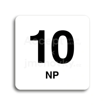 Piktogram "10 nadzemní podlaží" - bílá tabulka - černý tisk bez rámečku