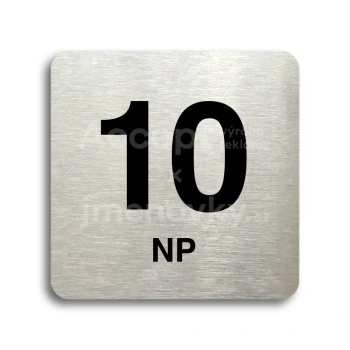 Piktogram "10 nadzemní podlaží" - stříbrná tabulka - černý tisk bez rámečku