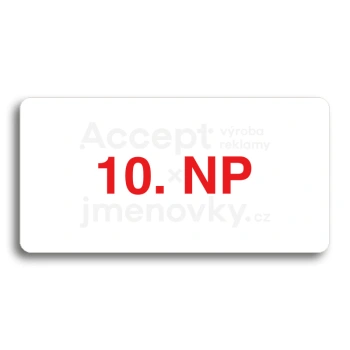 Piktogram "10. NADZEMNÍ PODLAŽÍ" - bílá tabulka - barevný tisk bez rámečku