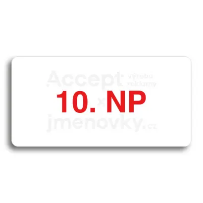 Piktogram "10. NADZEMNÍ PODLAŽÍ" - bílá tabulka - barevný tisk bez rámečku