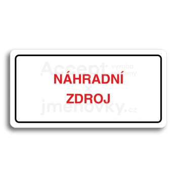 Piktogram "NÁHRADNÍ ZDROJ" - bílá tabulka - barevný tisk