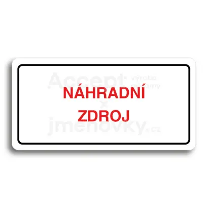 Piktogram "NÁHRADNÍ ZDROJ" - bílá tabulka - barevný tisk