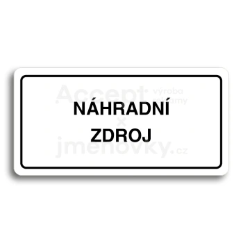 Piktogram "NÁHRADNÍ ZDROJ" - bílá tabulka - černý tisk