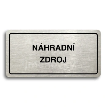 Piktogram "NÁHRADNÍ ZDROJ" - stříbrná tabulka - černý tisk