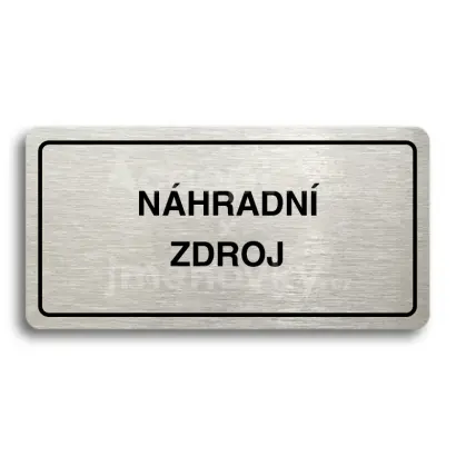 Piktogram "NÁHRADNÍ ZDROJ" - stříbrná tabulka - černý tisk