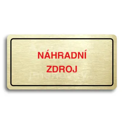Piktogram "NÁHRADNÍ ZDROJ" - zlatá tabulka - barevný tisk