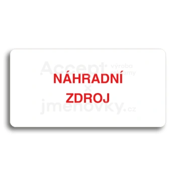Piktogram "NÁHRADNÍ ZDROJ" - bílá tabulka - barevný tisk bez rámečku