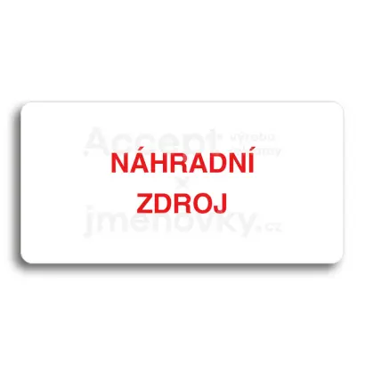Piktogram "NÁHRADNÍ ZDROJ" - bílá tabulka - barevný tisk bez rámečku