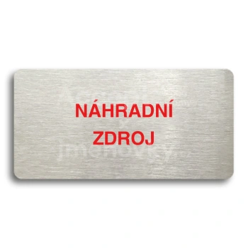 Piktogram "NÁHRADNÍ ZDROJ" - stříbrná tabulka - barevný tisk bez rámečku