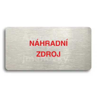 Piktogram "NÁHRADNÍ ZDROJ" - stříbrná tabulka - barevný tisk bez rámečku