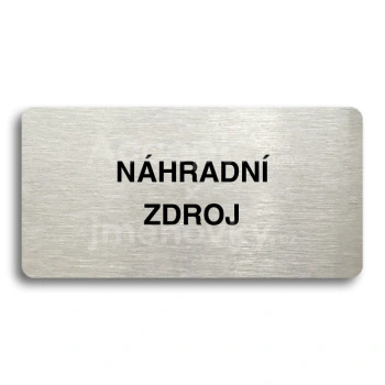 Piktogram "NÁHRADNÍ ZDROJ" - stříbrná tabulka - černý tisk bez rámečku