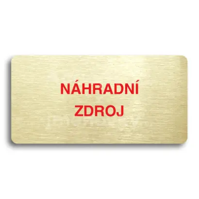 Piktogram "NÁHRADNÍ ZDROJ" - zlatá tabulka - barevný tisk bez rámečku