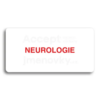 Piktogram "NEUROLOGIE" - bílá tabulka - barevný tisk bez rámečku