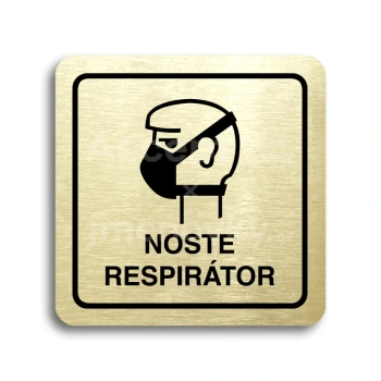 Piktogram "noste respirátor II" - zlatá tabulka - černý tisk