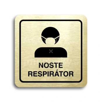 Piktogram "noste respirátor III" - zlatá tabulka - černý tisk