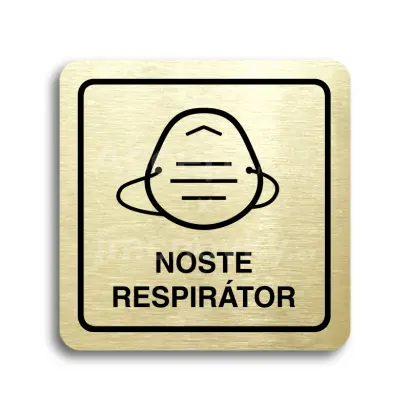 Piktogram "noste respirátor IV" - zlatá tabulka - černý tisk
