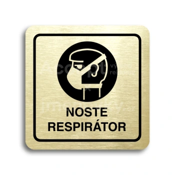 Piktogram "noste respirátor" - zlatá tabulka - černý tisk