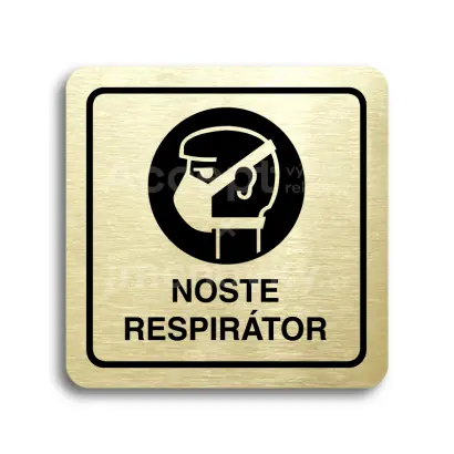 Piktogram "noste respirátor" - zlatá tabulka - černý tisk