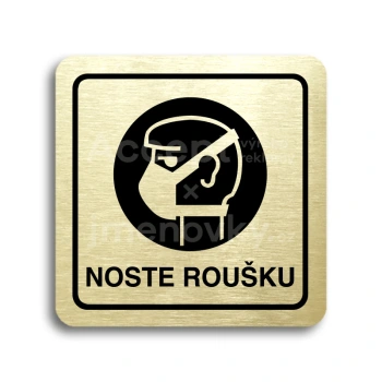 Piktogram "noste roušku" - zlatá tabulka - černý tisk