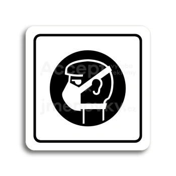 Piktogram "rouška" - bílá tabulka - černý tisk