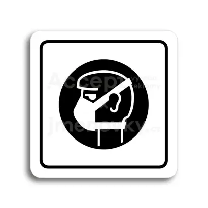 Piktogram "rouška" - bílá tabulka - černý tisk