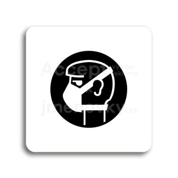 Piktogram "rouška" - bílá tabulka - černý tisk bez rámečku