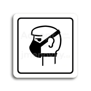 Piktogram "rouška II" - bílá tabulka - černý tisk