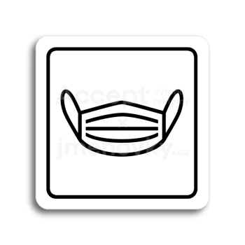 Piktogram "rouška IV" - bílá tabulka - černý tisk