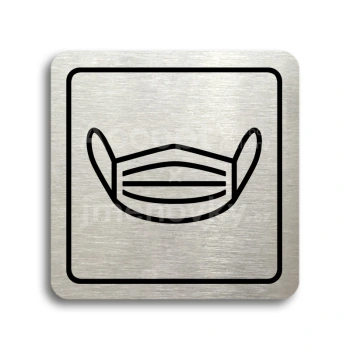 Piktogram "rouška IV" - stříbrná tabulka - černý tisk