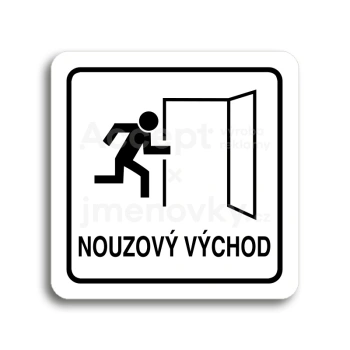 Piktogram "nouzový východ II" - bílá tabulka - černý tisk