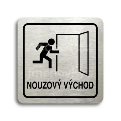 Piktogram "nouzový východ II" - stříbrná tabulka - černý tisk