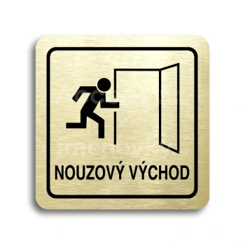 Piktogram "nouzový východ II" - zlatá tabulka - černý tisk