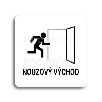 Piktogram "nouzový východ II" - bílá tabulka - černý tisk bez rámečku