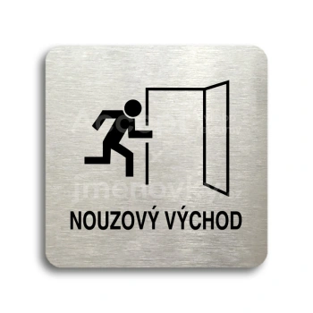 Piktogram "nouzový východ II" - stříbrná tabulka - černý tisk bez rámečku