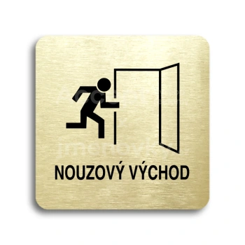 Piktogram "nouzový východ II" - zlatá tabulka - černý tisk bez rámečku