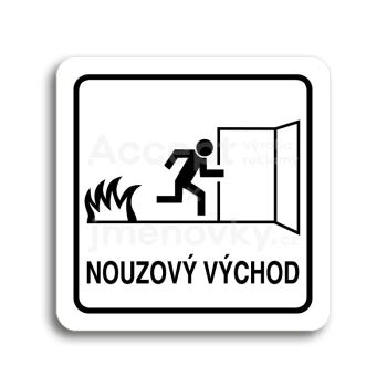 Piktogram "nouzový východ III" - bílá tabulka - černý tisk