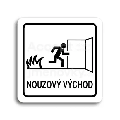 Piktogram "nouzový východ III" - bílá tabulka - černý tisk