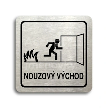 Piktogram "nouzový východ III" - stříbrná tabulka - černý tisk