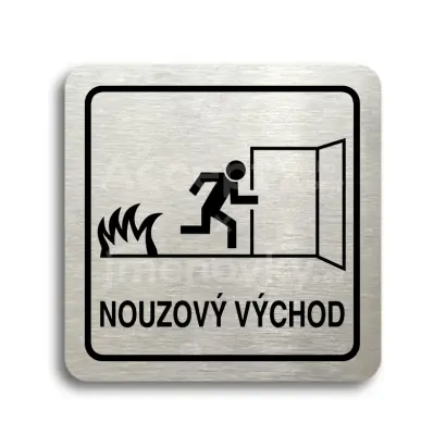 Piktogram "nouzový východ III" - stříbrná tabulka - černý tisk