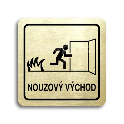 Piktogram "nouzový východ III" - zlatá tabulka - černý tisk