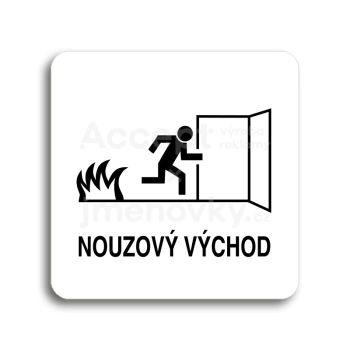 Piktogram "nouzový východ III" - bílá tabulka - černý tisk bez rámečku