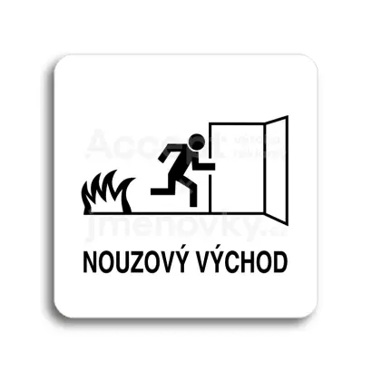 Piktogram "nouzový východ III" - bílá tabulka - černý tisk bez rámečku