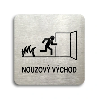 Piktogram "nouzový východ III" - stříbrná tabulka - černý tisk bez rámečku