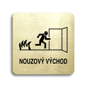 Piktogram "nouzový východ III" - zlatá tabulka - černý tisk bez rámečku