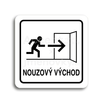 Piktogram "nouzový východ IV" - bílá tabulka - černý tisk