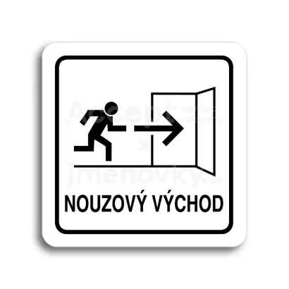 Piktogram "nouzový východ IV" - bílá tabulka - černý tisk