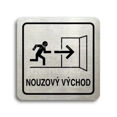 Piktogram "nouzový východ IV" - stříbrná tabulka - černý tisk